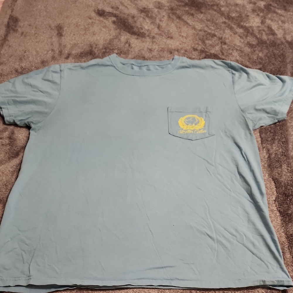 Women's Struttin Cotton Blue Graphic Pocket T-Shirt